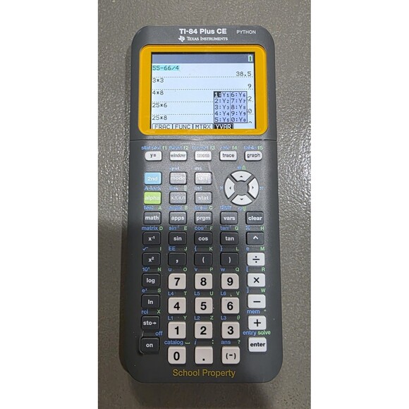 Texas Instruments TI-84 Plus CE Yellow School Color Graphing Calculator,No Cover - Picture 1 of 2